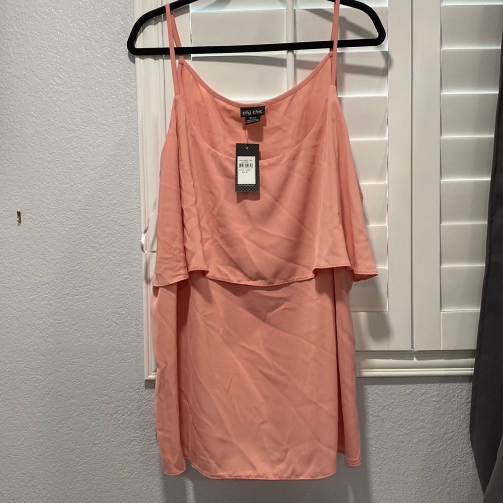 Plus Size Light Pink/Peach Spaghetti Strapped Blouse Tag Still Attached
